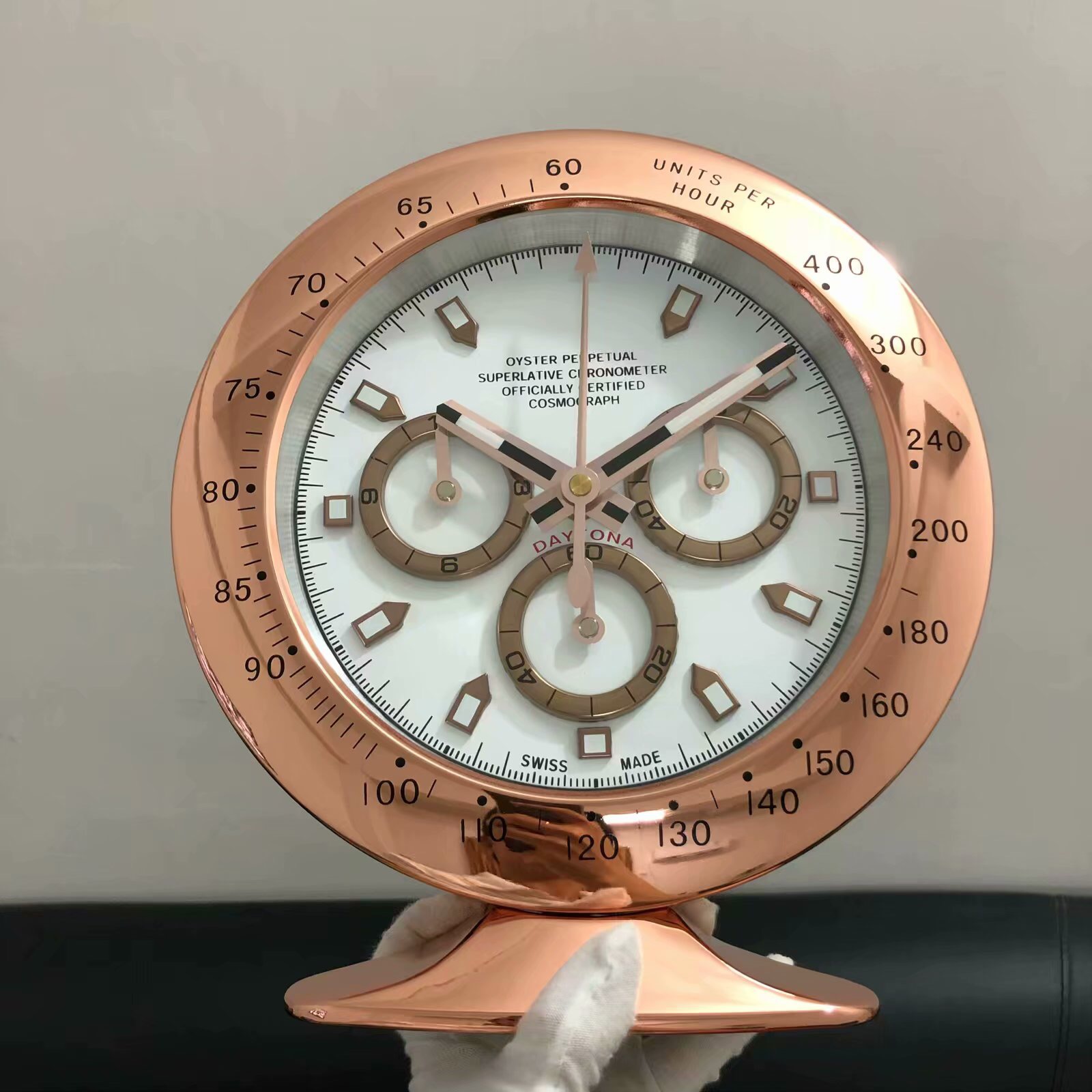 R Dayto Table Clock with Night vision - Rose Gold White - Click Image to Close